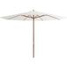 Parasol d'extérieur avec mât en bois 350 cm blanc sable
