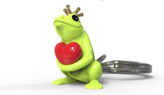 Metalmorphose Sleutelhanger De Kikkerkoning met Hartje - Groen - Unisex