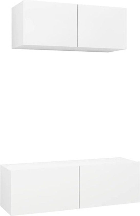 vidaXL 2-delige Tv-meubelset bewerkt hout wit
