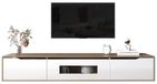Meuble TV - Meuble multimédia - Blanc laqué - Fabriqué en panneau de particules - Convient aux téléviseurs de 127–150 cm - Design moderne - Avec espace de rangement