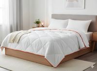 Parade Home Dekbed beige- Dekbed zonder overtrek- Allyear Dekbed enkel- 240x220 Beige met Orange biais- Tweepersoons dekbed- Hotelkwaliteit, Anti Allergie dekbedden- 2 in 1 Ademend en Wasbaar dekbed
