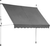 Mucola Markise höhenverstellbar Balkon Markise sans perçage Sonnenmarkise Sonnenschutz Windschutz - Gris avec LED 250 x 120 cm
