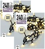 Merkloos Kerstverlichting - 2x - warm - wit - binnen - 240 LED-lampjes - 20 meter