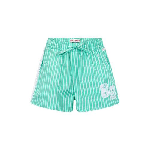 Retour Jeans relaxed regular waist gestreepte casual short groen
