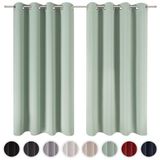 Blumtal Gordijnen - Verduisterend Gordijn Kant en Klaar - Blackout Gordijnen - 140 x 225 cm - Zomer Groen - Set van 2