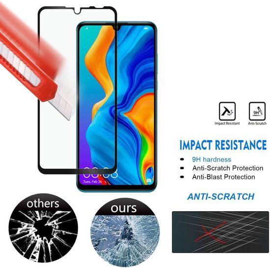 MK24 2 Pack Huawei P30 Lite Screenprotector Glazen Gehard Full Cover Tempered Glass