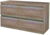 Basic Line Start 46 Badkamermeubelset - 120 x 46 cm - Greeploos - 4 Lades - Wastafelblad - Scotch Oak