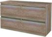 Basic Line Start 46 Badkamermeubelset - 120 x 46 cm - Greeploos - 4 Lades - Wastafelblad - Scotch Oak
