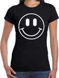 Bellatio Decorations Verkleed shirt dames - Smile / Emoticon - zwart - carnaval - foute party - feestkleding XS