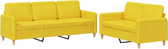 vidaXL 2-delige Loungeset met Kussens Stof Lichtgeel