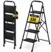 Merkloos Opvouwbare Keukenladder met Antislip en Leuningen, 4-traps