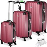 tectake® 3-Delige Kofferset - Koffers van ABS met Harde Schaal - Inclusief Weegschaal en Bagagelabels - TSA Cijferslot - Bagage Set met Handbagage Koffer (37L) en Ruimbagage Grote Koffer (58L & 93L) - Reiskoffer - Rood