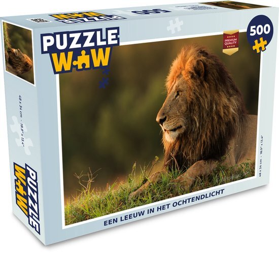 MuchoWow Puzzel Zonsopkomst - Leeuw - Gras - Legpuzzel - Puzzel 500 stukjes