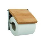 MSV 140396 Toiletpapierhouder, toiletrolhouder, bamboe/roestvrij staal, 13,4 x 2,2 x 11 cm