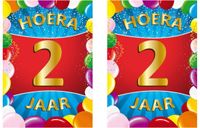 Bellatio Decorations Verjaardag deurposter - 2x - 2 jaar - multi - 59 x 42 cm - feestartikelen