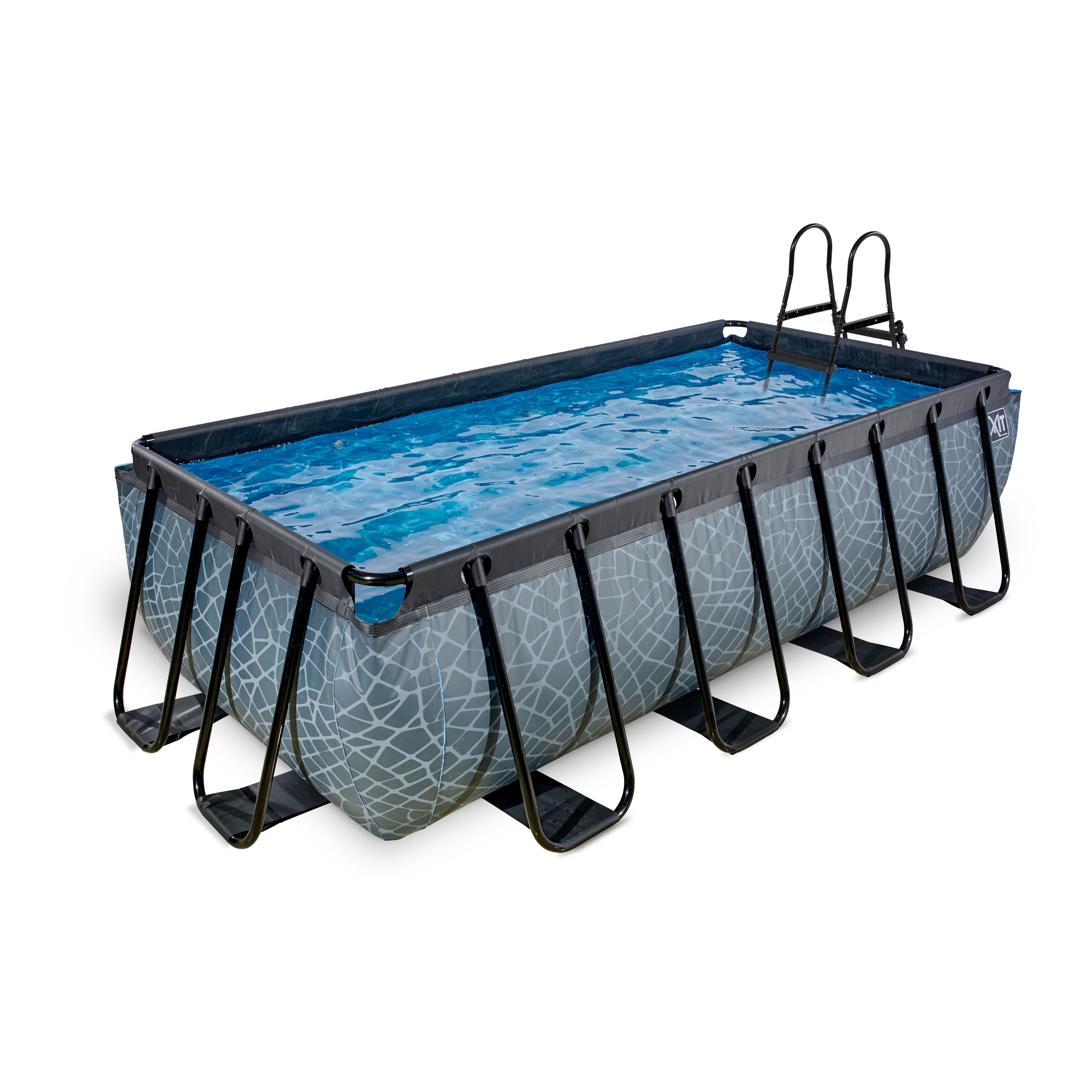 EXIT Stone Rectangular Pool 400x200cm with Sand Filter Pump - Grey