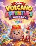 Cute Volcano Adventure Coloring Book for Kids Ages 4-8