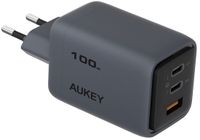 Aukey Comet Mix 100W GaN PD 3-poorts Wandoplader Grijs