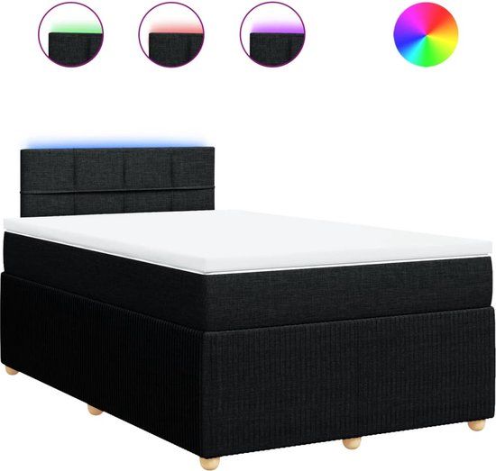 vidaXL Boxspring met matras stof zwart 120x200 cm
