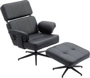 Homcom Relaxfauteuil met Voetenbankje Kunstleer Metaal Zwart