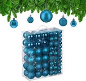 Relaxdays kerstballen set van 138 kunststof onbreekbaar turquoise
