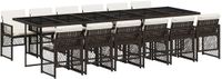 vidaXL 13-delige tuinset met kussens, polyrattan, bruin
