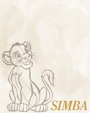 Komar Disney The Lion King Simba Sketch Wandafbeelding, 40 x 50 cm, wanddecoratie voor kinderkamer