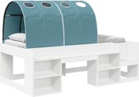 vidaXL Bedframe met tunnel 3 st Wit en Lichtblauw Bewerkt hout