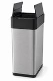 Five Stars® Sensor Prullenbak 60 Liter – RVS Afvalbak met Dubbele Klepopening – Soft Close – Zilver