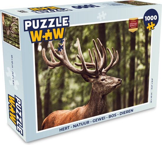 MuchoWow Puzzel Hert - Natuur - Gewei - Bos - Dieren - Legpuzzel - Puzzel 1000 stukjes volwassenen - Sinterklaas cadeautjes - Sinterklaas voor grote kinderen