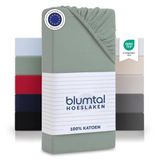 Blumtal Hoeslaken - Fitted Sheet - Jersey - Katoen - 160 x 200 x 30 cm - Zomers Groen