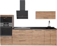 Vicco Keukeneenheid Fame-Line, Goudkleurig Eiken/Goudkleurig Eiken, 280 cm antraciet werkblad