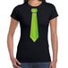 Bellatio Decorations Verkleed t-shirt voor dames - stropdas groen - zwart - carnaval - foute party XL