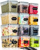 Unyqoos® set de 12 boîtes de rangement hermétiques de 0,8L pour l'organisation de la cuisine avec étiquettes