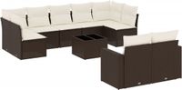 vidaXL 10-delige Loungeset met kussens, polyrattan, bruin