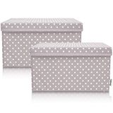 Lifeney Set van 2 opbergdozen voor kinderen (37 x 25 x 21 cm) I opbergmand voor kinderkamer en woonkamer I kinderopbergkist (lichtgrijs stippen)