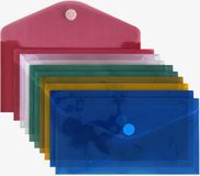 ACROPAQ - 10 x Documentenmap DL – 23 x 13 cm – Met klittenbandsluiting – Assortiment kleuren – Documententas / Projectmap