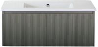 BES LED Frozen 3D Badmeubelset 100 cm - Greeplijst in Kleur - Petrol Mat - Keramische Wastafel Wit Zonder Kraangat