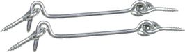 AMIG windhaak / windhaken - 2x - staal - zilver - L12 cm - D4 mm - met schroefoog