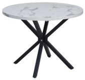 Table à manger aspect marbre - Ø 110 cm - Blanc/Noir