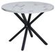Table à manger aspect marbre - Ø 110 cm - Blanc/Noir