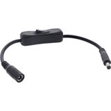 InLine® DC-kabel met schakelaar, DC-stekker/bus 5,5 x 2,10 mm, AWG 18, zwart, 0,2 m, 26906B