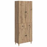 vidaXL - Bank loungeset - Bewerkt hout - Artisanaal eikenkleurig