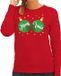Bellatio Decorations Shoppartners Bv Foute kersttrui / sweater rood met groene Merry Xmas borsten voor dames - kerstkleding / christmas outfit L
