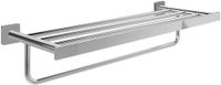 Villeroy & Boch Elements Striking handdoekenrek, handdoekhouder met plank voor wandmontage, handdoekenrek met handdoekstang, lengte 595 mm, vierkant, chroom