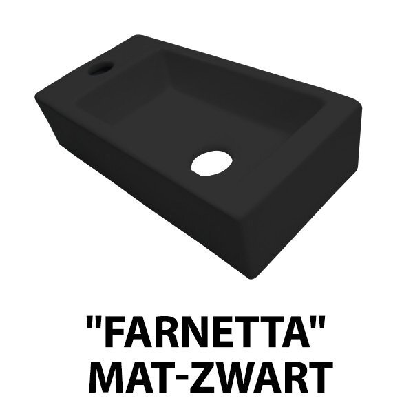 Best Design Fontein Farnetta Rechthoek Links 37x18x9cm Keramiek Mat Zwart