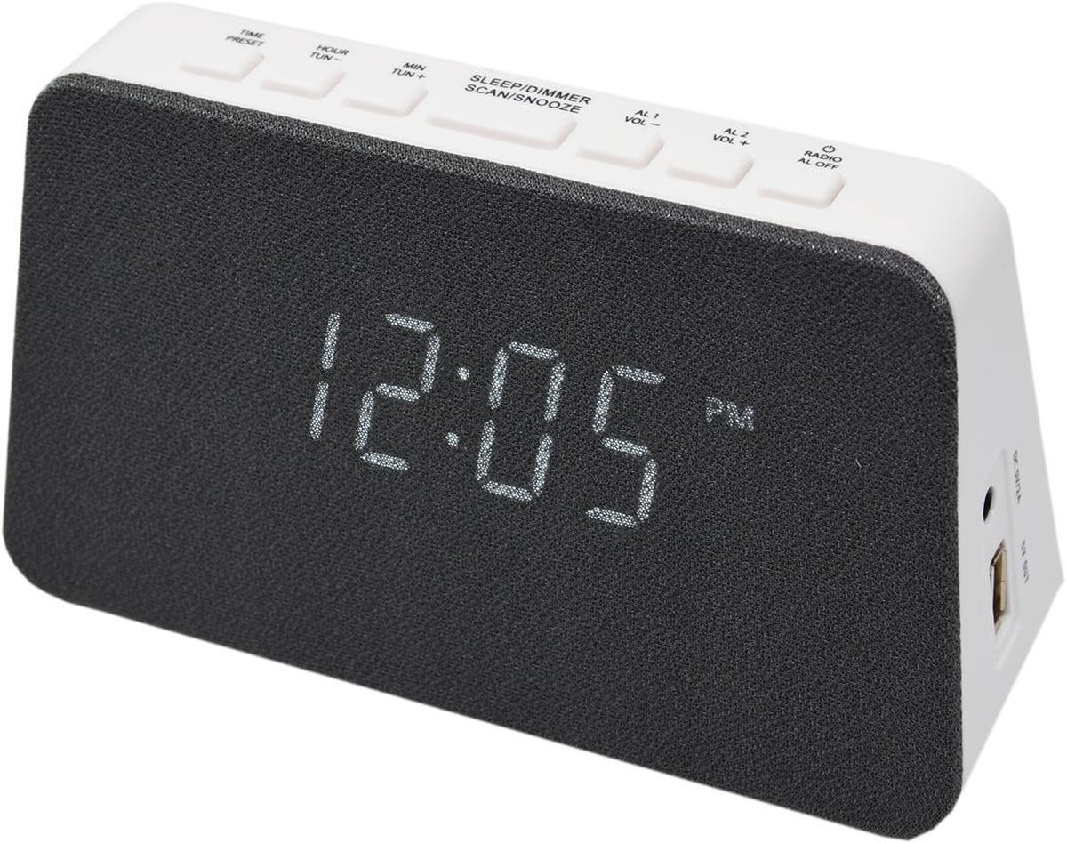 Autovision WM3020I wekkerradio met draadloze telefoonoplader - Dual alarm – wit
