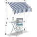 Bc-elec Auvent Rétractable Manuel 150x120cm Hhyva1512bluewhite Tissu Polyester Hydrofuge Cadre Acier Robuste Ajustable 2 À 3m