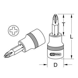 KS Tools 1/2" bit socket, PH2 - 1 piece