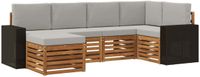 vidaXL - Buiten - bank - set - 6 - st - Naturel - en - lichtgrijs - Polyester